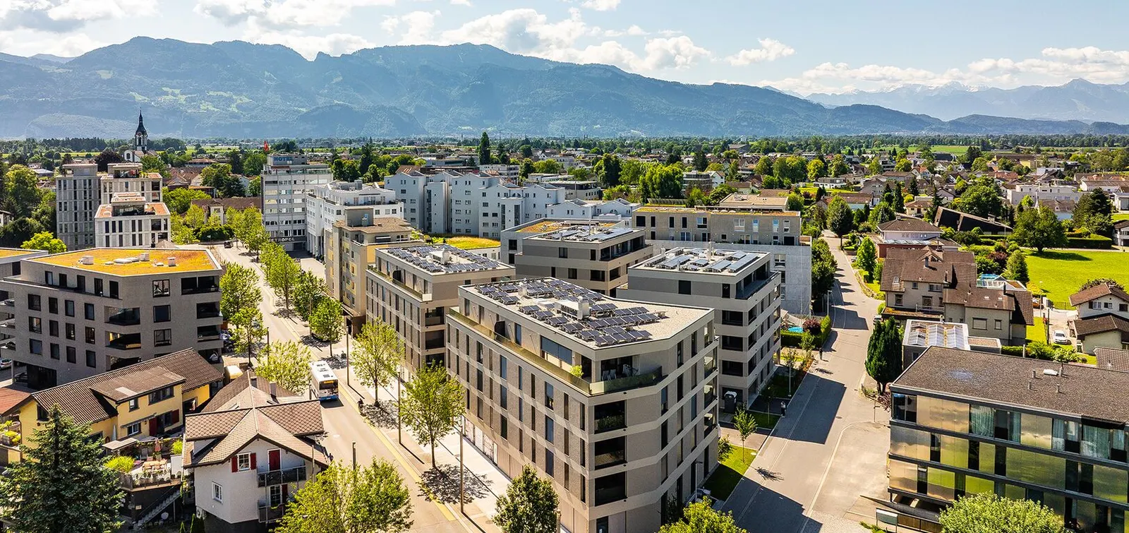 Façade d'un projet immobilier neuf en Suisse